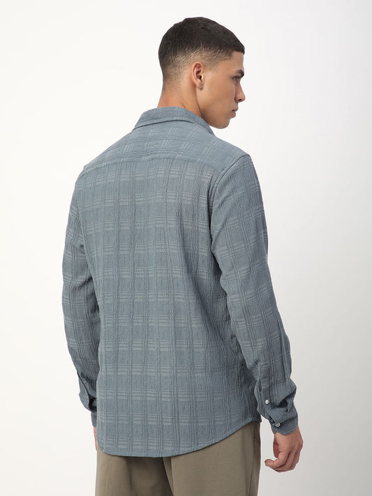 Silver Grey Textured Creased Shirt