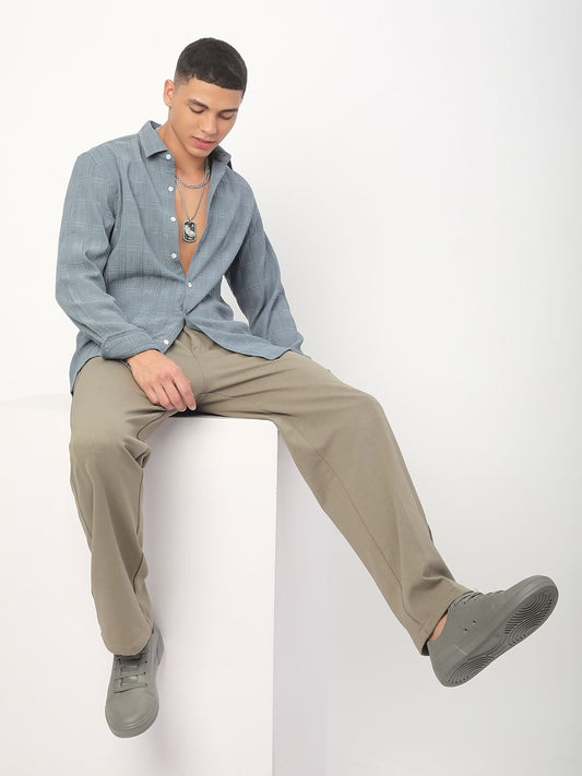 Silver Grey Textured Creased Shirt