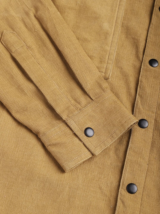 Debonair Khaki Double Pocket Corduroy Overshirt