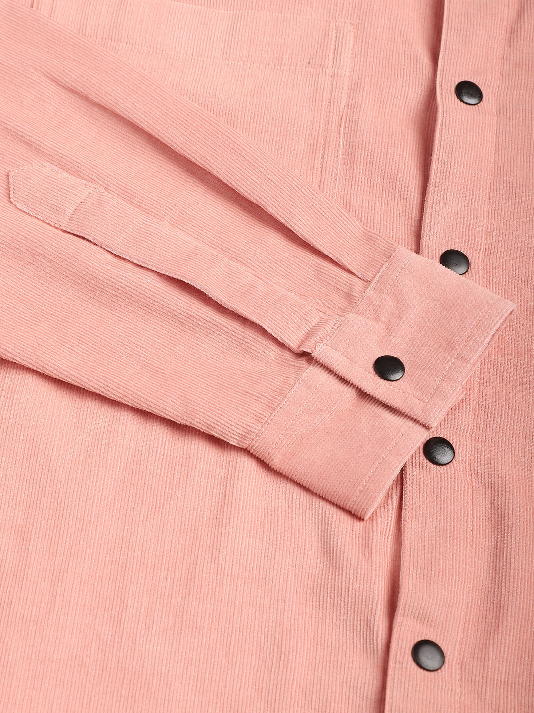 Voguish Peachy Pink Double Pocket Corduroy Overshirt