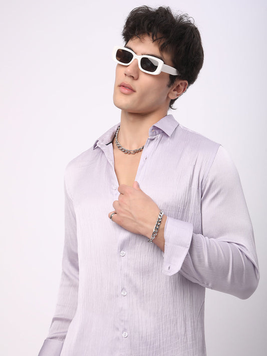 Glinty Periwinkle Crinkled Shirt