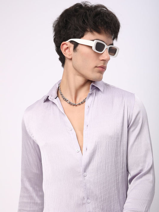 Glinty Periwinkle Crinkled Shirt