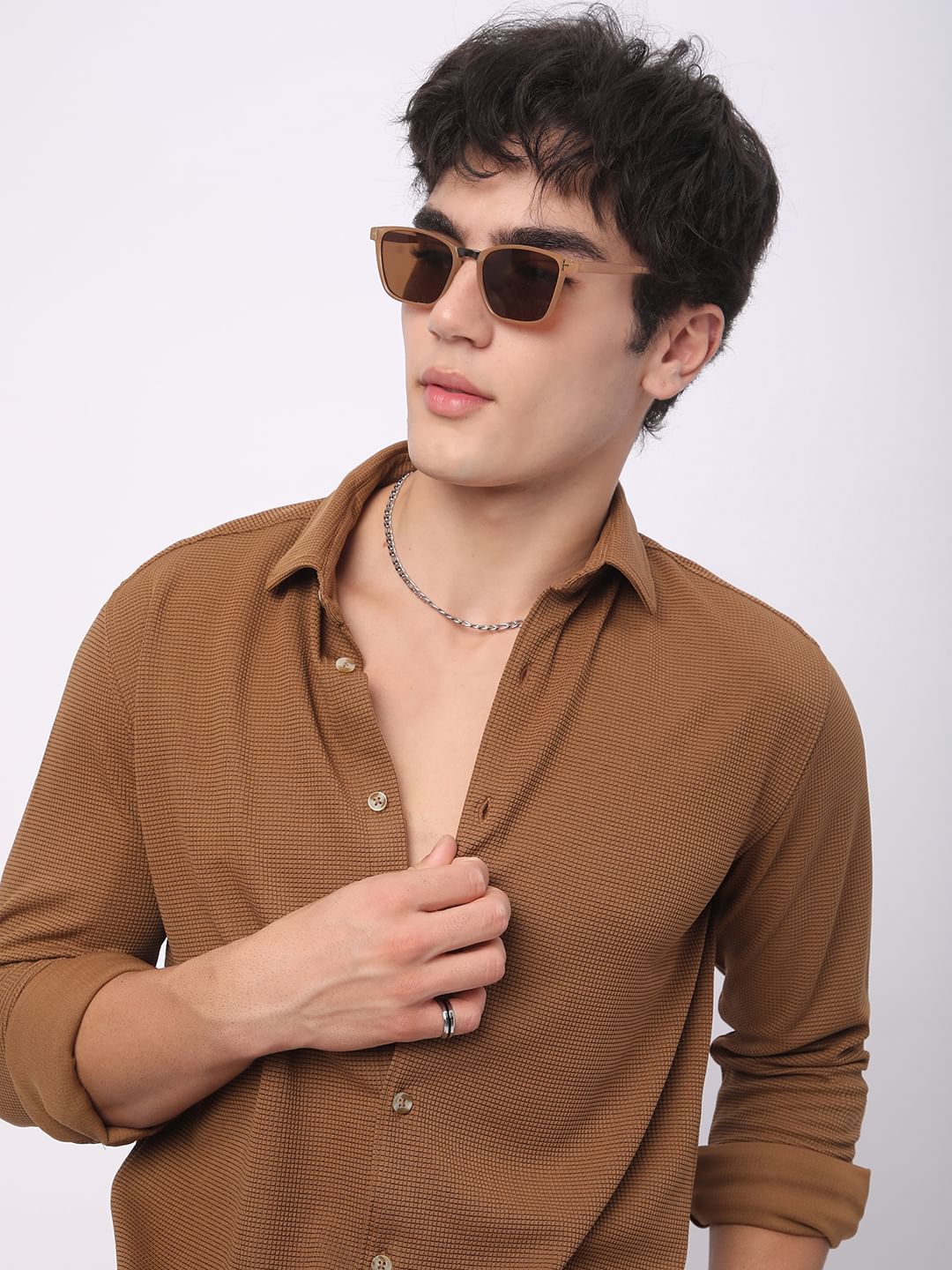 Tawny Brown Tiny Checkered Shirt