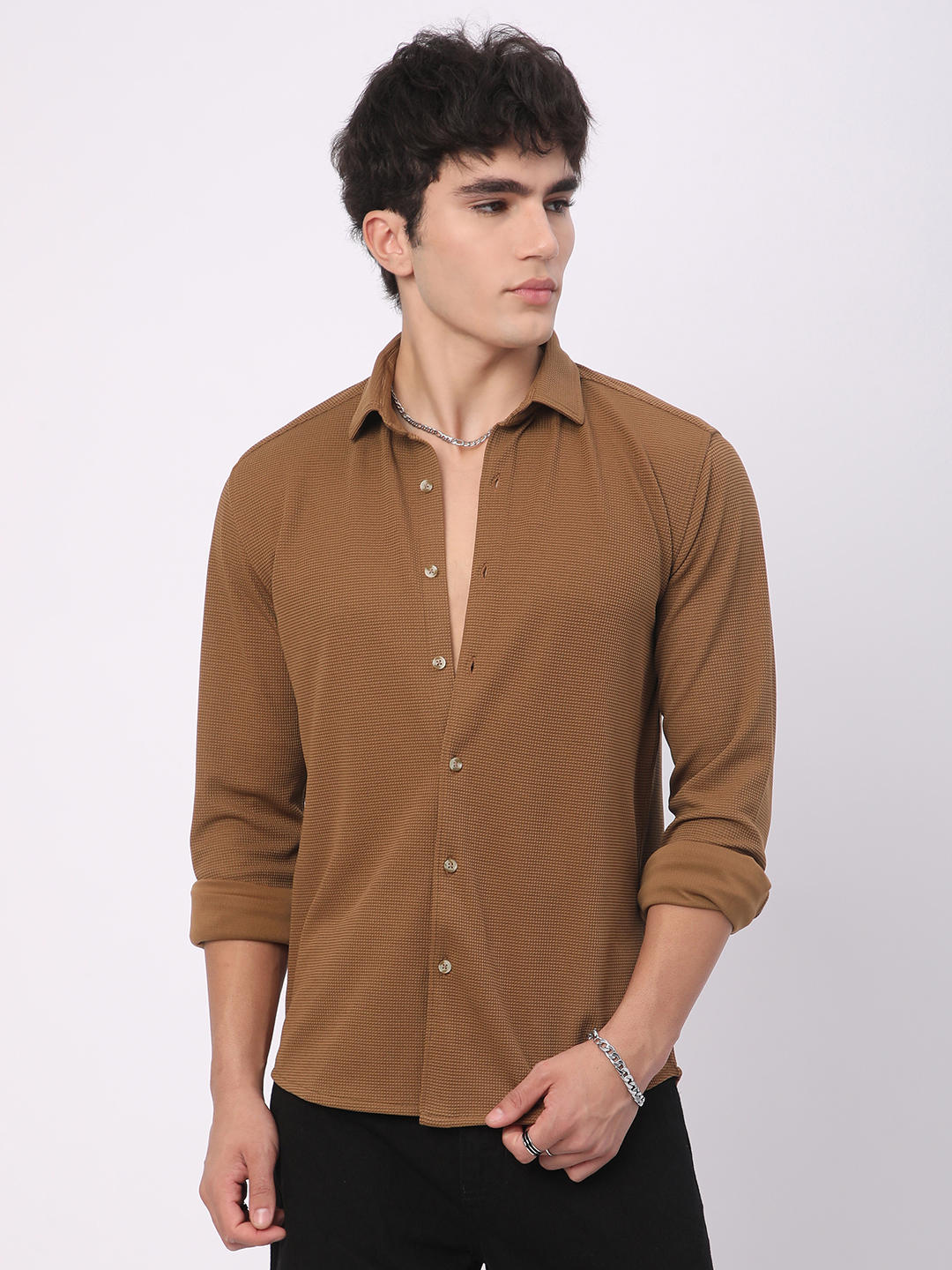 Tawny Brown Tiny Checkered Shirt