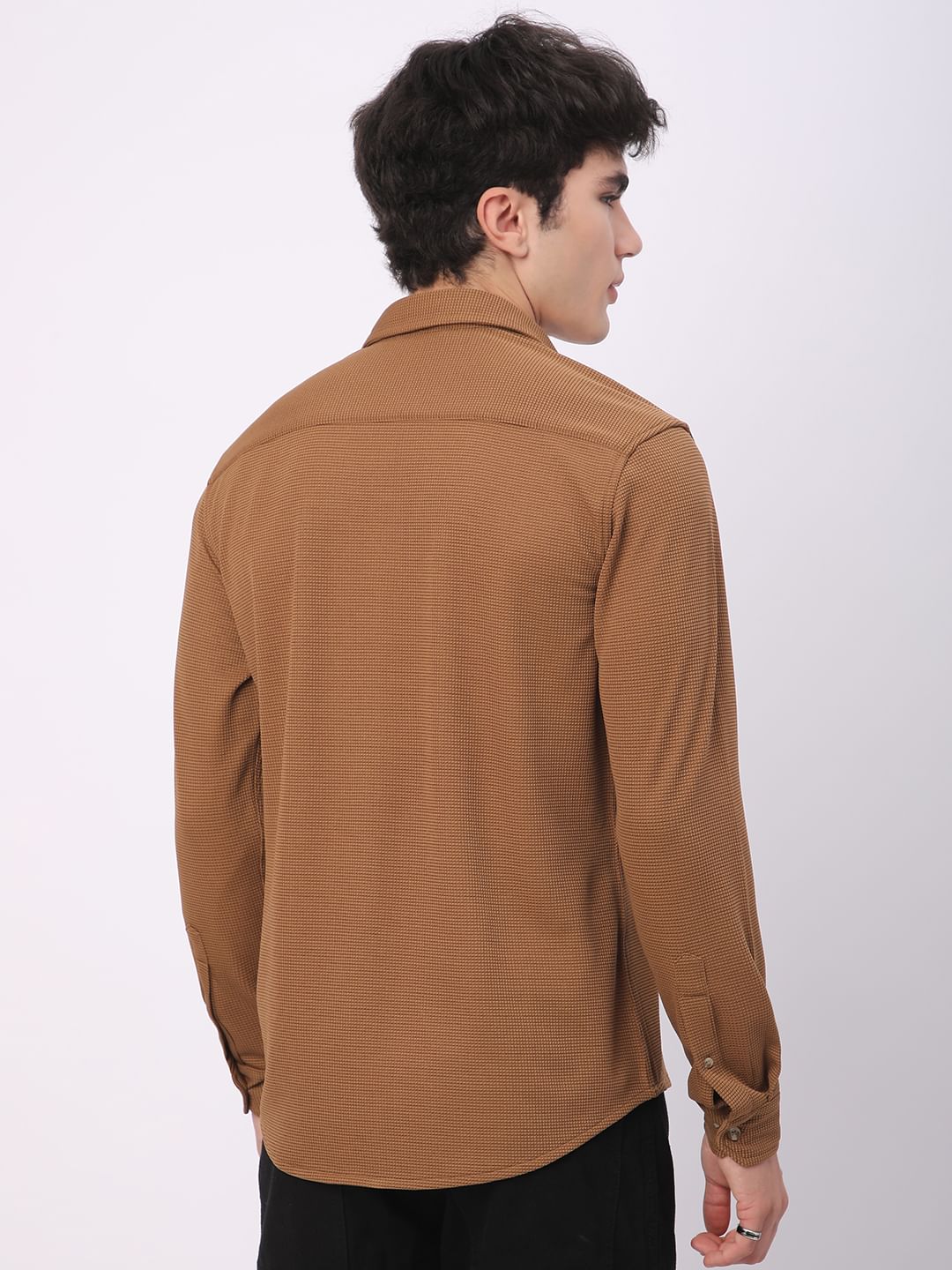 Tawny Brown Tiny Checkered Shirt