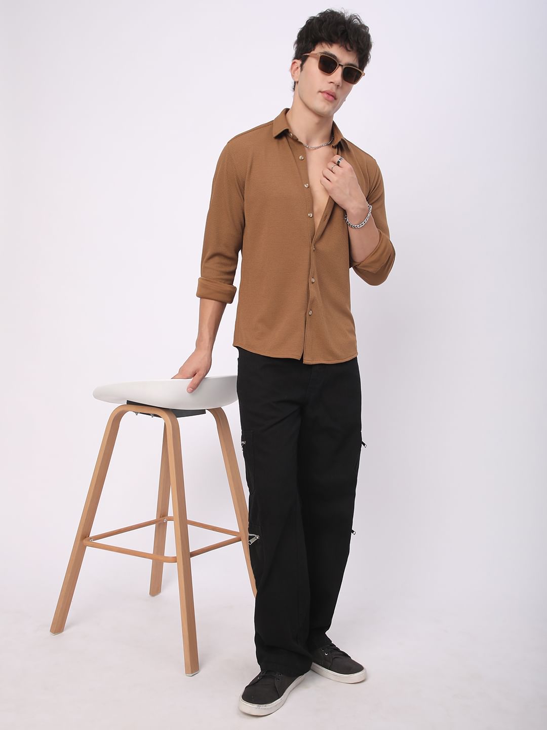 Tawny Brown Tiny Checkered Shirt