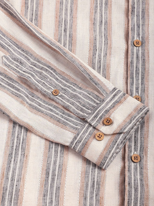 Multicolour Ticking Stripe Linen Shirt