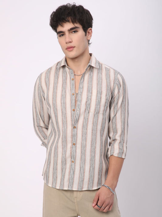 Multicolour Ticking Stripe Linen Shirt