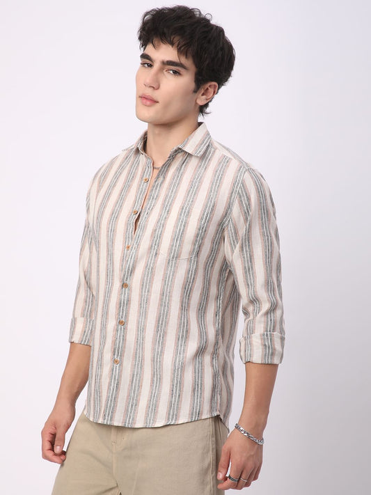 Multicolour Ticking Stripe Linen Shirt