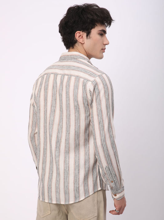 Multicolour Ticking Stripe Linen Shirt