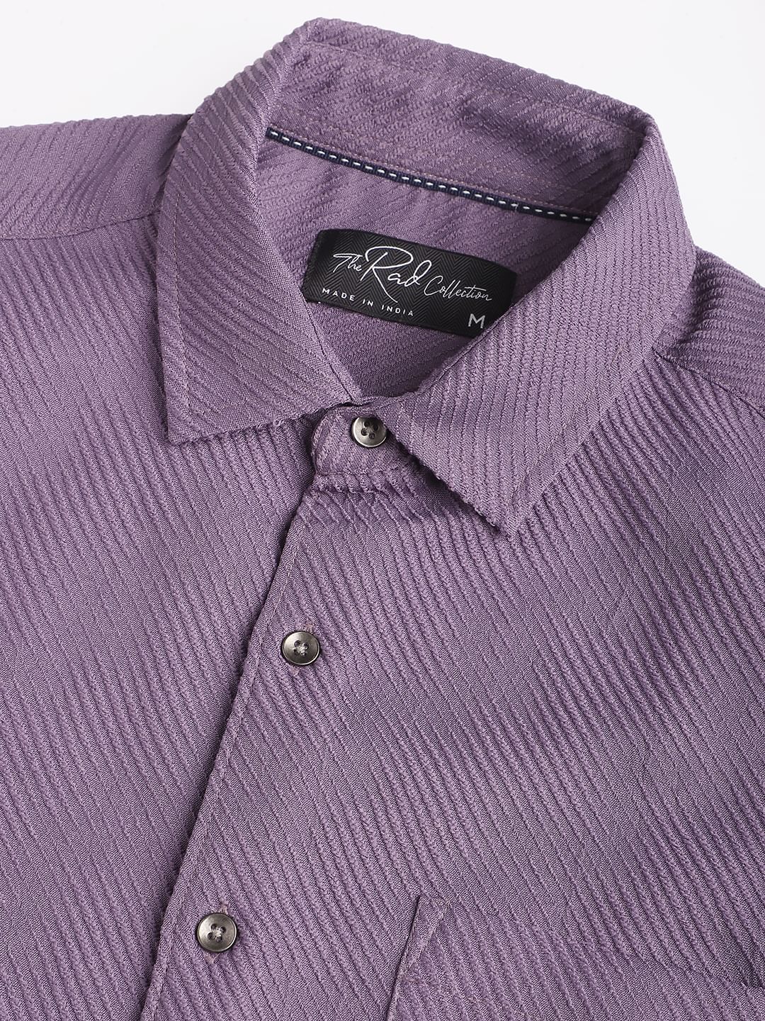 Purple Diagonal Line Jacquard Shirt