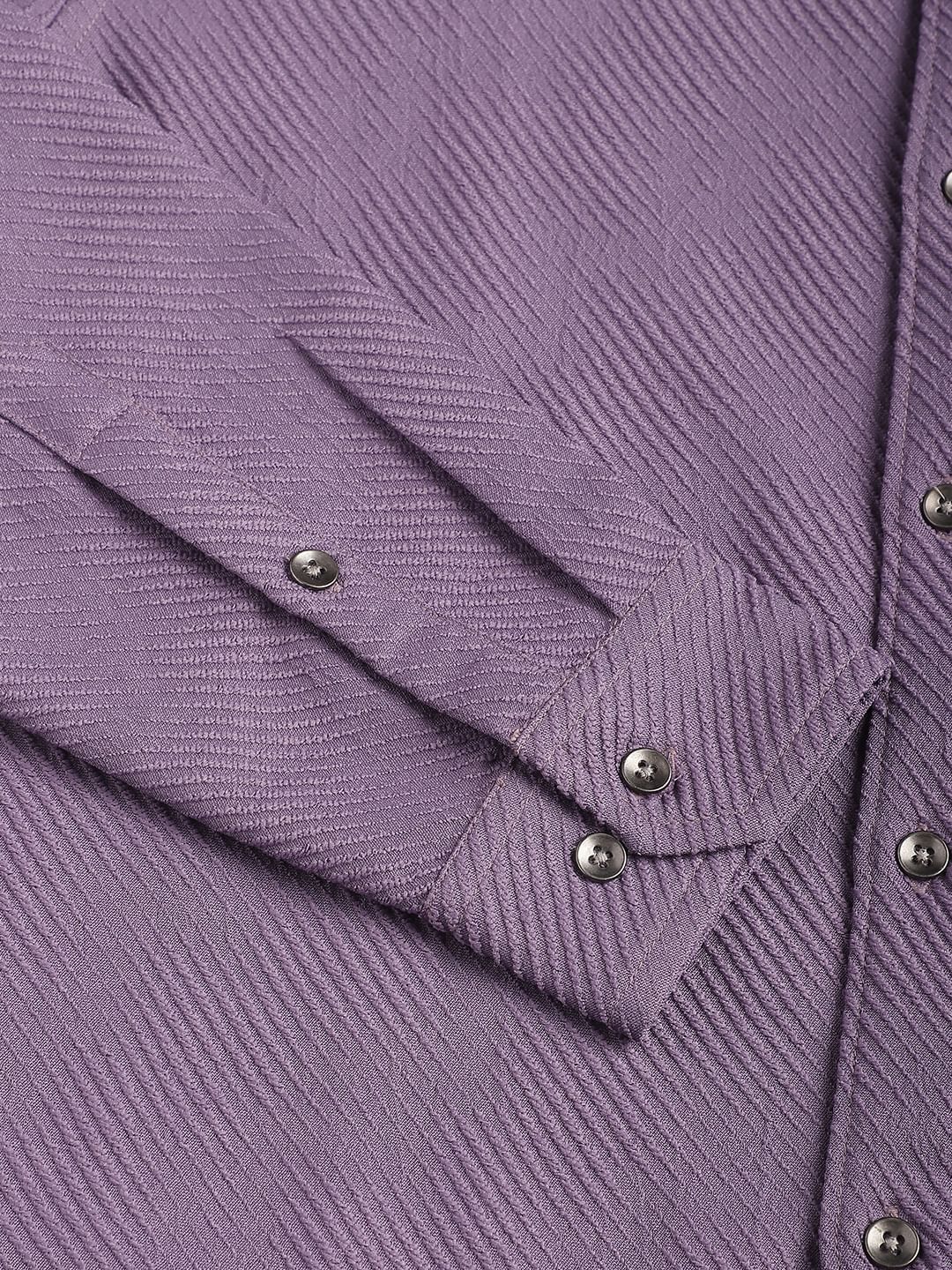 Purple Diagonal Line Jacquard Shirt
