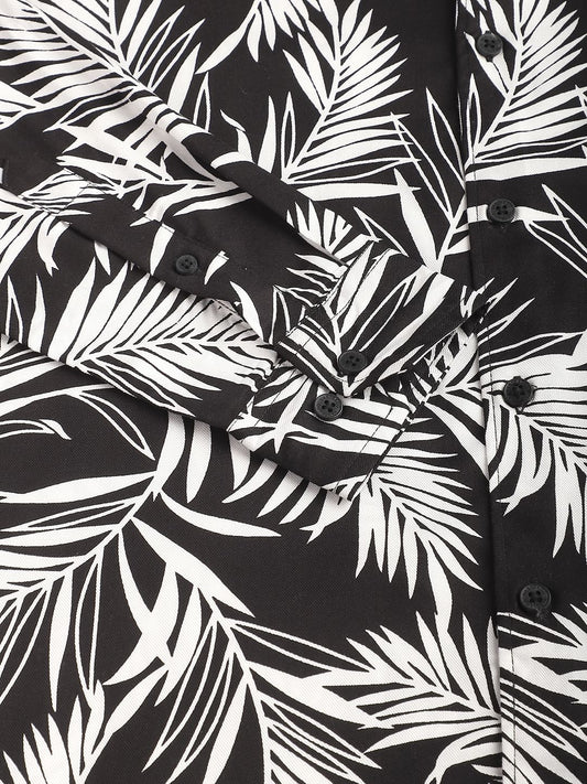 Black & White Hawaiian Printed Shirt