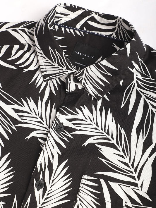 Black & White Hawaiian Printed Shirt