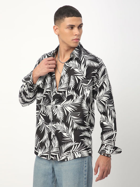 Black & White Hawaiian Printed Shirt