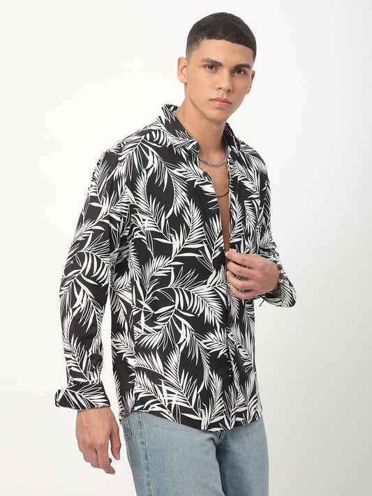 Black & White Hawaiian Printed Shirt