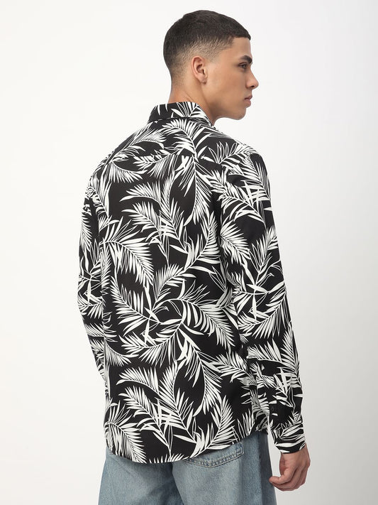 Black & White Hawaiian Printed Shirt