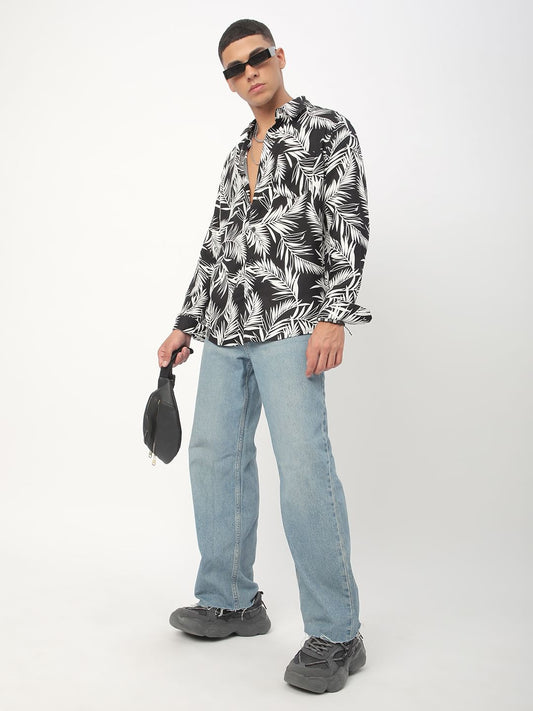 Black & White Hawaiian Printed Shirt