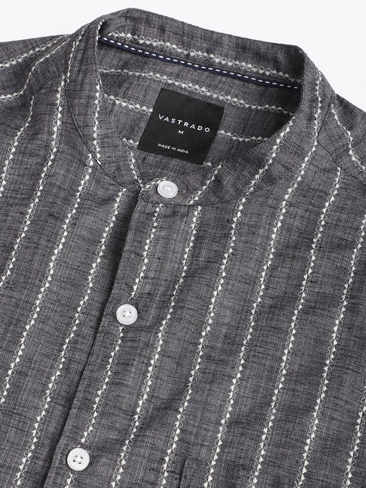 Iron Grey Dobby Striped Shirt
