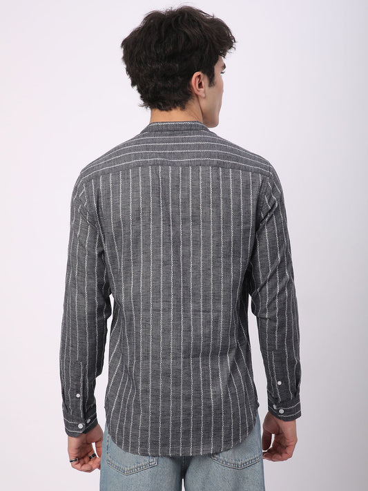 Iron Grey Dobby Striped Shirt