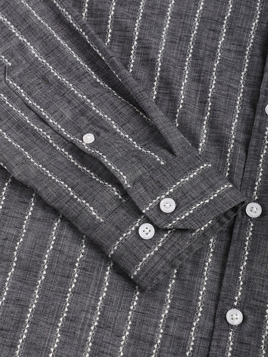 Iron Grey Dobby Striped Shirt