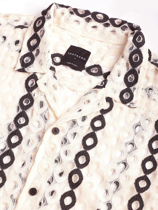 White Guipure Crochet Oversized Shirt