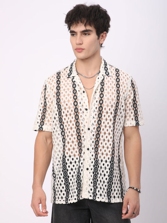 White Guipure Crochet Oversized Shirt
