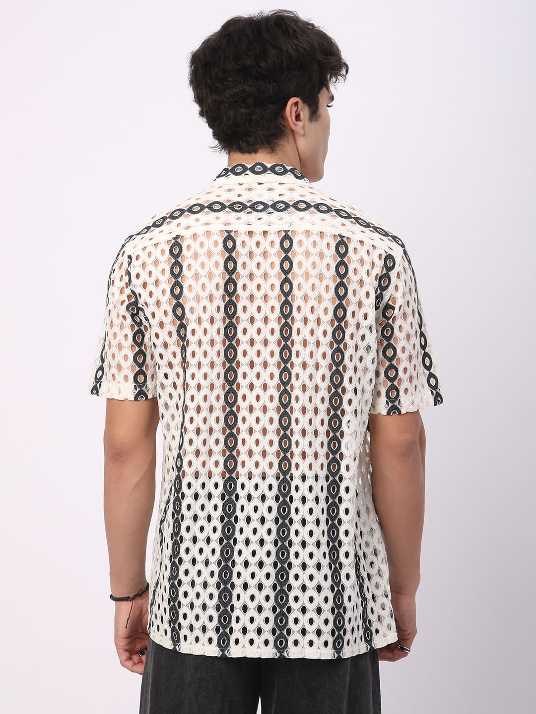 White Guipure Crochet Oversized Shirt