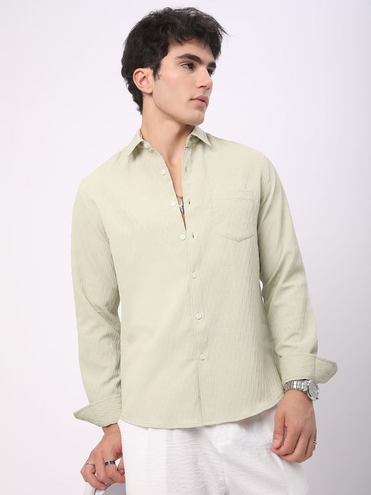 Tea Green Crinkled Textured Shirt