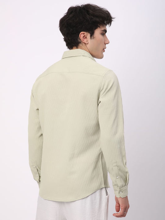 Tea Green Crinkled Textured Shirt