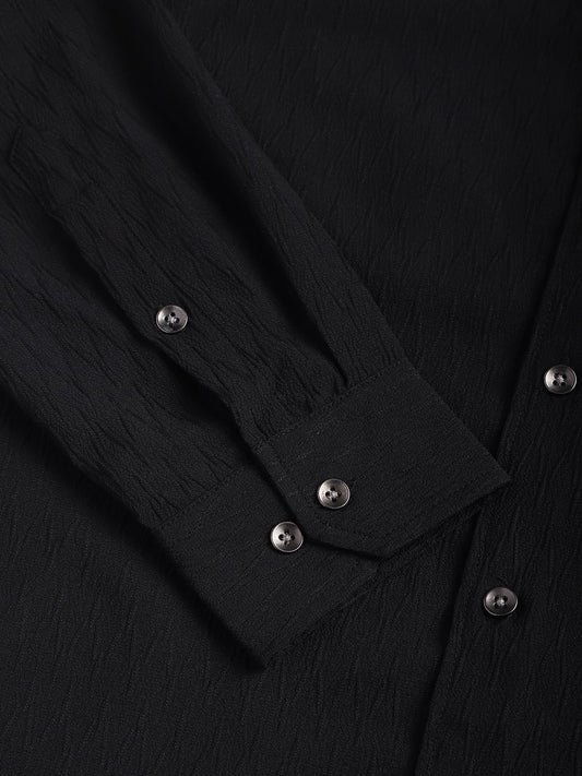 Intense Black Crinkled Textured Shirt