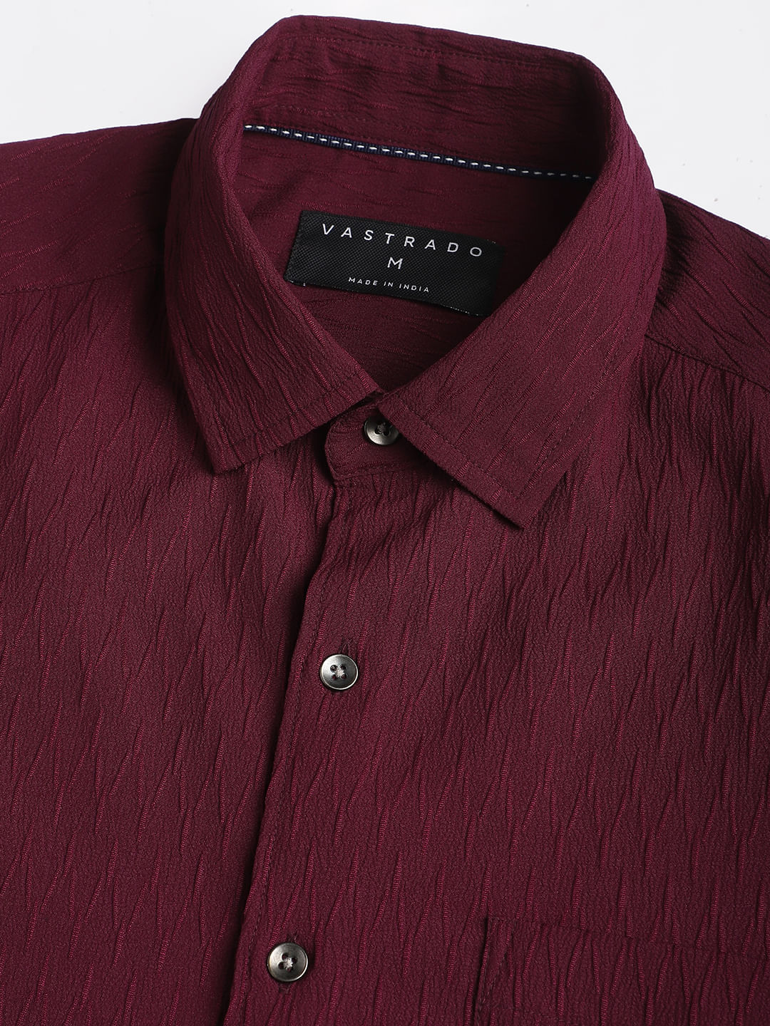 Elegant Wine Crinkled Textured Shirt