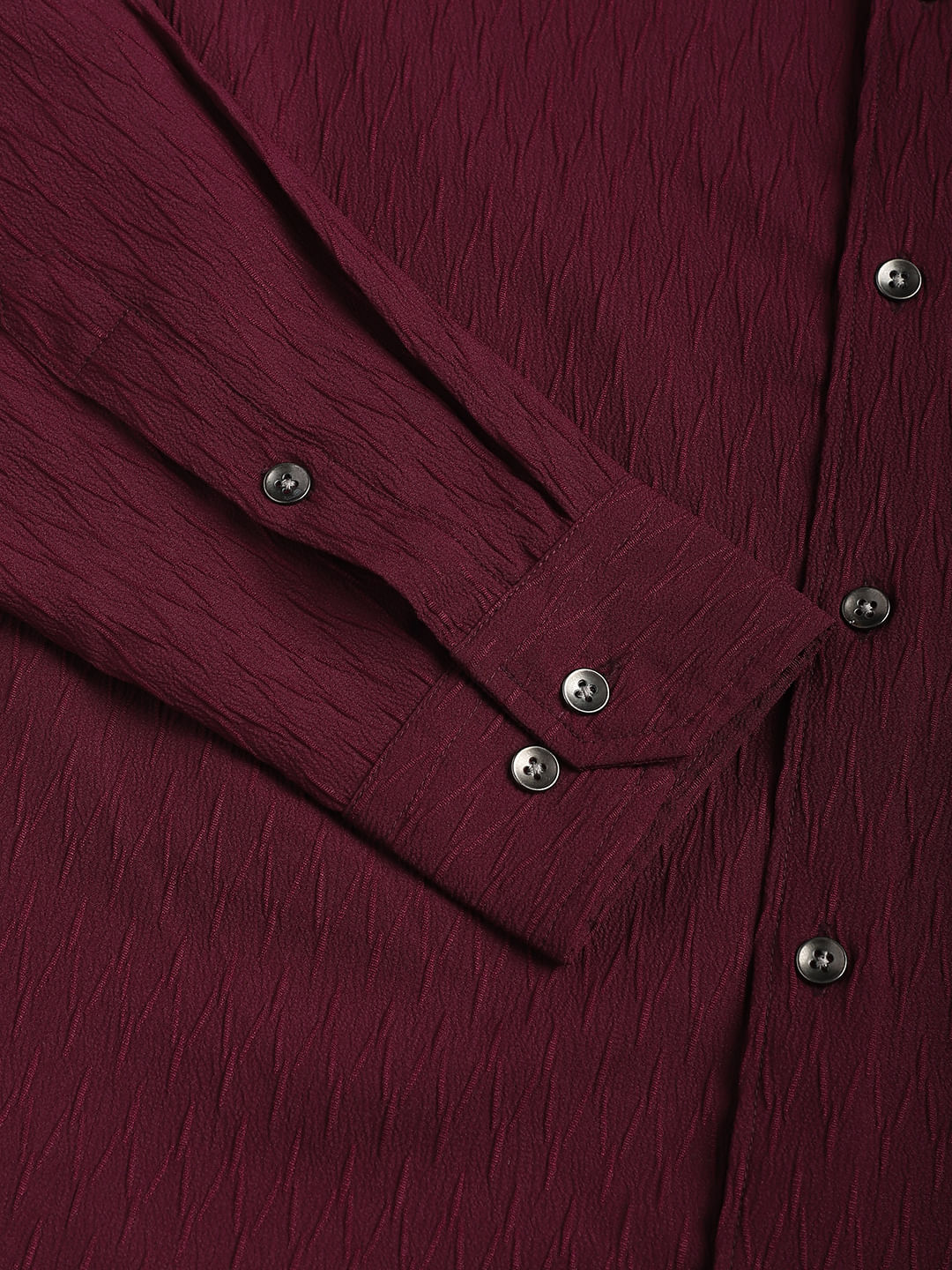 Elegant Wine Crinkled Textured Shirt