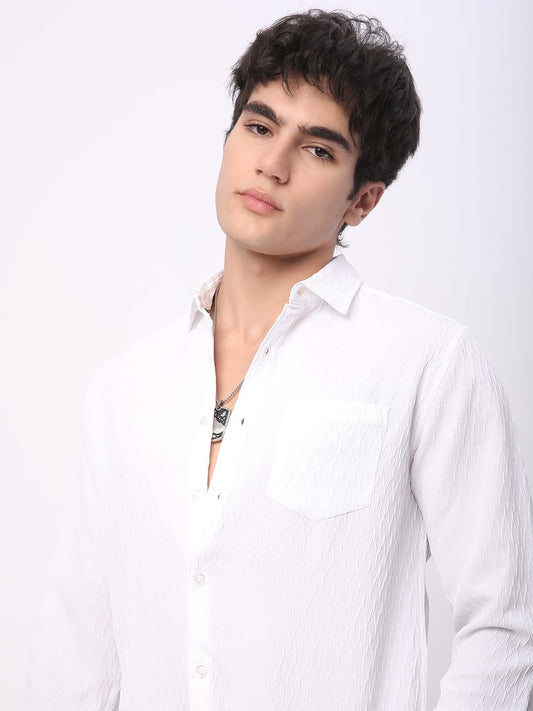 Frost White Crinkled Textured Shirt