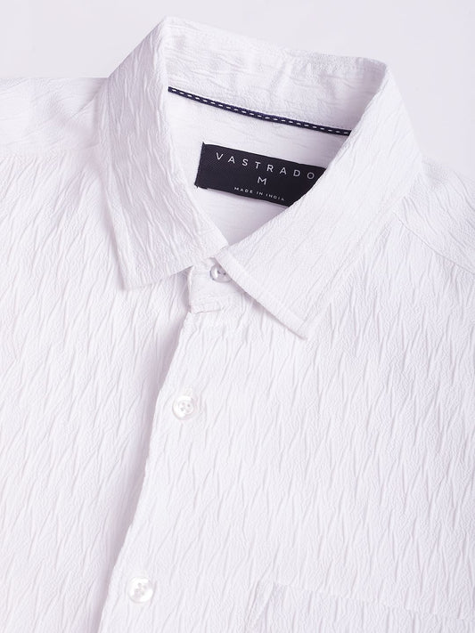 Frost White Crinkled Textured Shirt