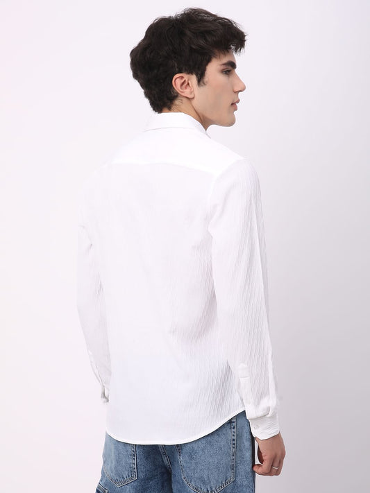 Frost White Crinkled Textured Shirt