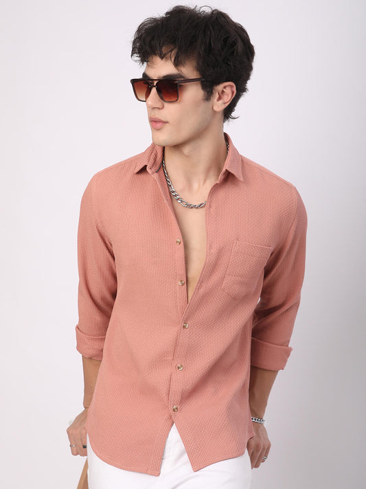 Meticulous Peach Textured Shirt
