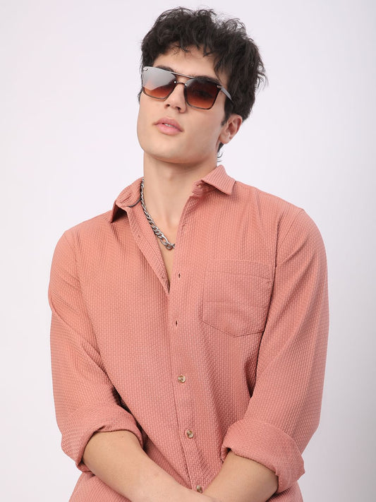 Meticulous Peach Textured Shirt