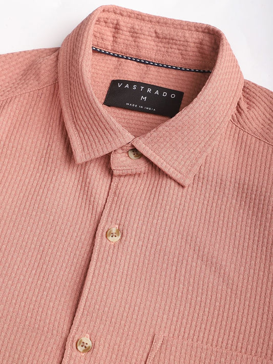 Meticulous Peach Textured Shirt