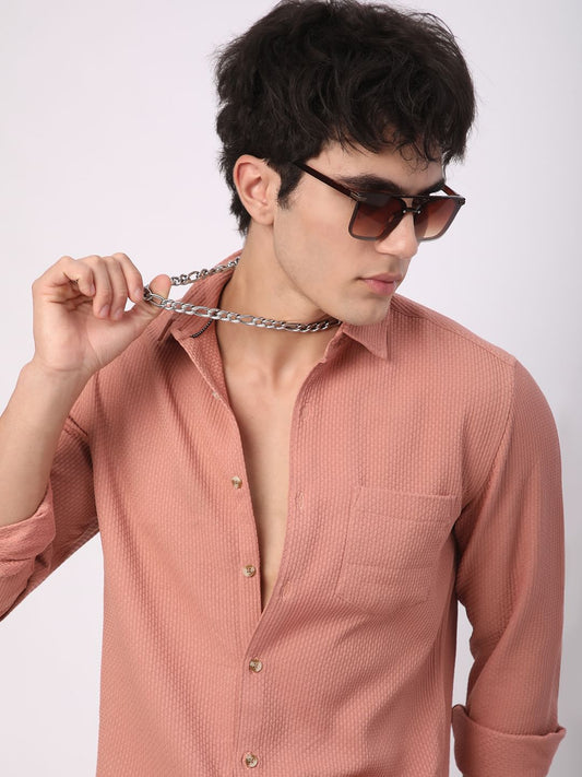 Meticulous Peach Textured Shirt