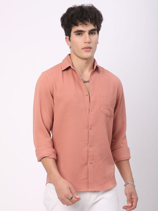 Meticulous Peach Textured Shirt