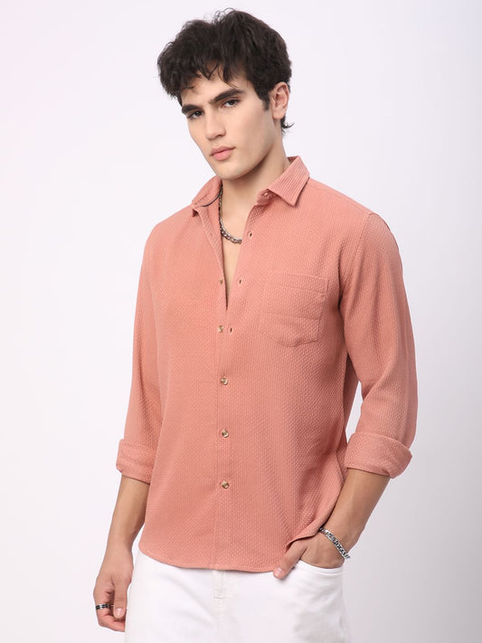 Meticulous Peach Textured Shirt