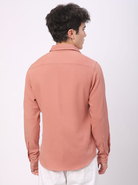 Meticulous Peach Textured Shirt