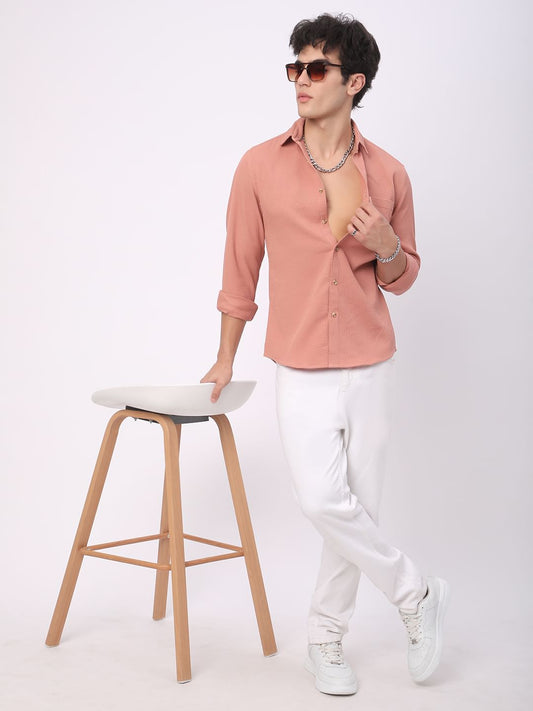 Meticulous Peach Textured Shirt