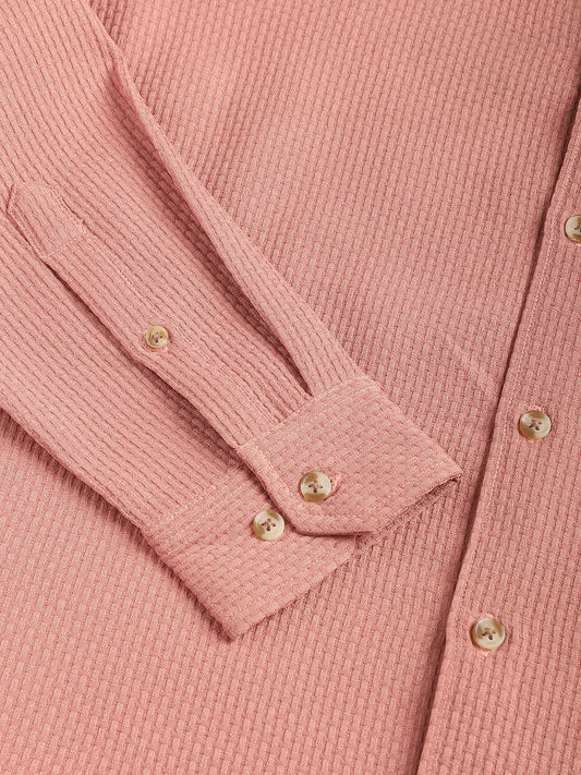 Meticulous Peach Textured Shirt