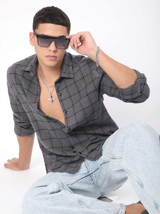 Burlap Graphite Black Checkered Shirt