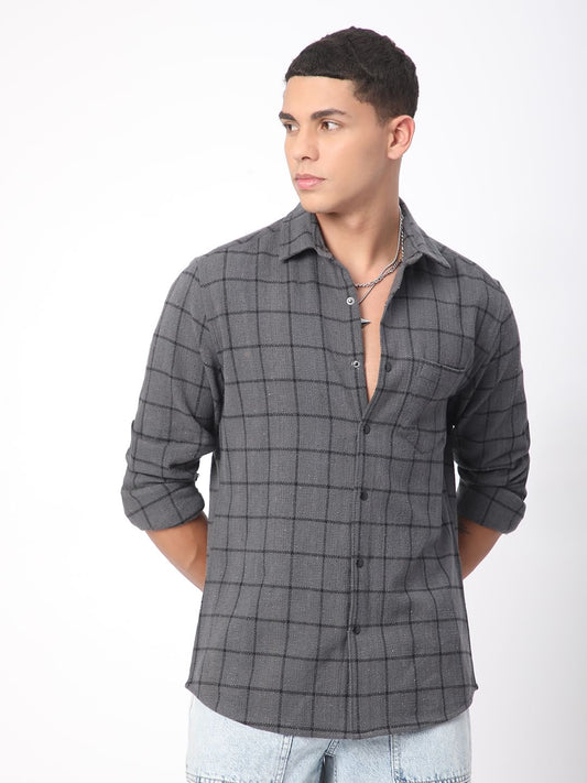 Burlap Graphite Black Checkered Shirt