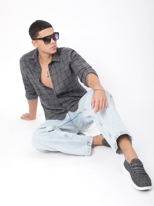 Burlap Graphite Black Checkered Shirt