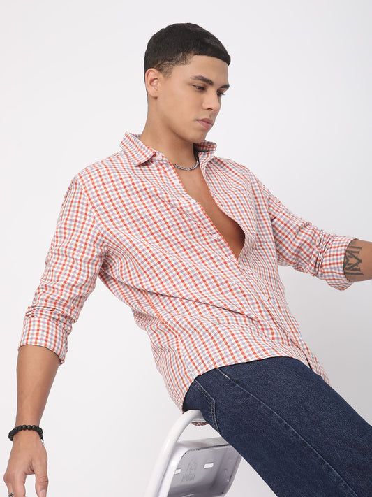 Classic Orange Mini Checkered Shirt