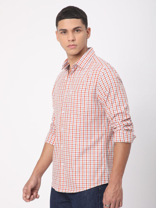 Classic Orange Mini Checkered Shirt